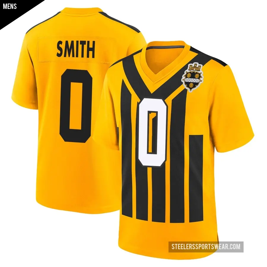 Men's Pittsburgh Steelers ＃0 Brandon Smith Gold Game Alternate 1933 Throwback Jersey