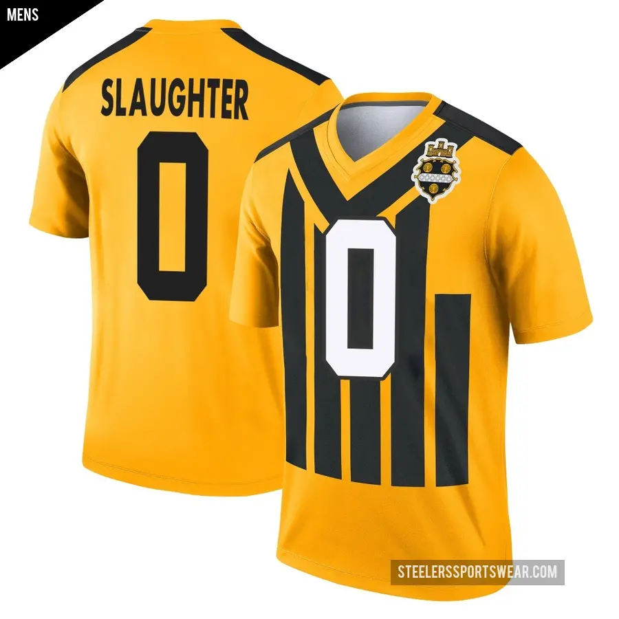 Men's Pittsburgh Steelers ＃0 Doneiko Slaughter Gold Legend Alternate 1933 Throwback Performance Jersey
