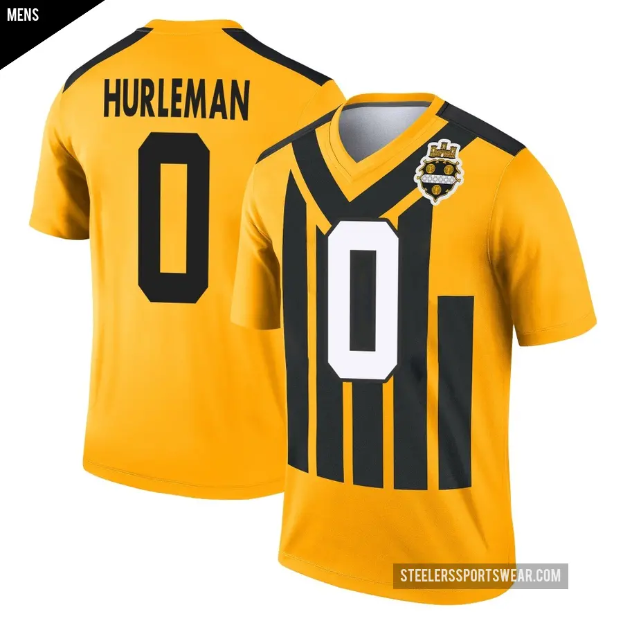 Men's Pittsburgh Steelers ＃0 Max Hurleman Gold Legend Alternate 1933 Throwback Performance Jersey
