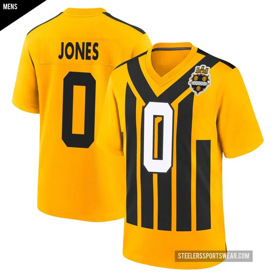 Men's Pittsburgh Steelers ＃0 Steven Jones Gold Game Alternate 1933 Throwback Jersey