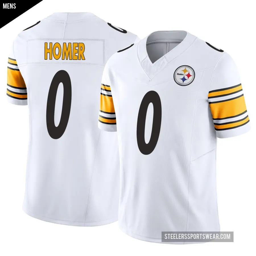 Men's Pittsburgh Steelers ＃0 Travis Homer White Limited Vapor F.U.S.E. Jersey