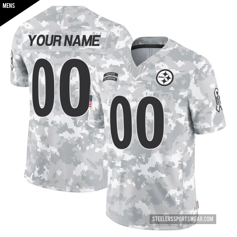 Men's Pittsburgh Steelers ＃00 Custom Arctic Camo Limited 2024 Salute to Service Jersey