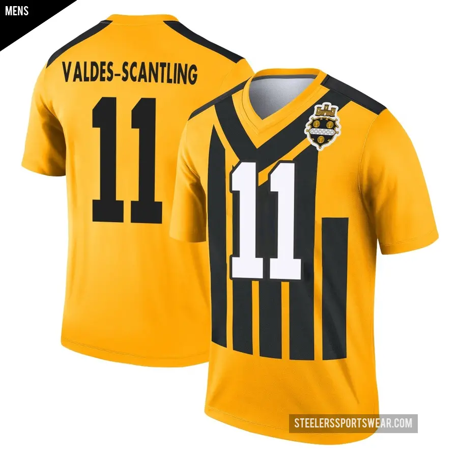 Men's Pittsburgh Steelers ＃11 Marquez Valdes-Scantling Gold Legend Alternate 1933 Throwback Performance Jersey
