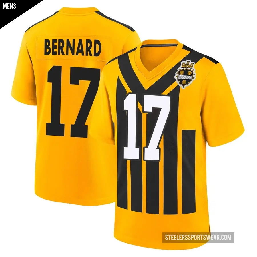 Men's Pittsburgh Steelers ＃17 Germie Bernard Gold Game Alternate 1933 Throwback Jersey