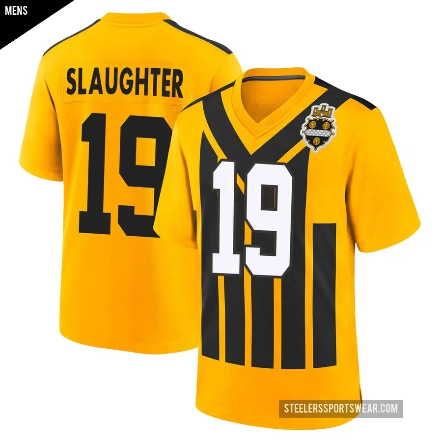 Men's Pittsburgh Steelers ＃19 Doneiko Slaughter Gold Game Alternate 1933 Throwback Jersey