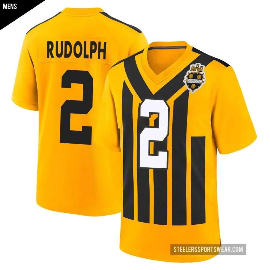 Men's Pittsburgh Steelers ＃2 Mason Rudolph Gold Game Alternate 1933 Throwback Jersey