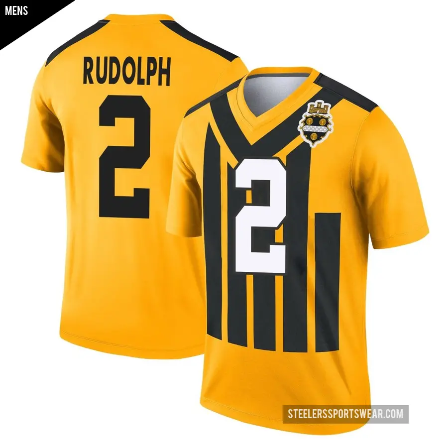Men's Pittsburgh Steelers ＃2 Mason Rudolph Gold Legend Alternate 1933 Throwback Performance Jersey