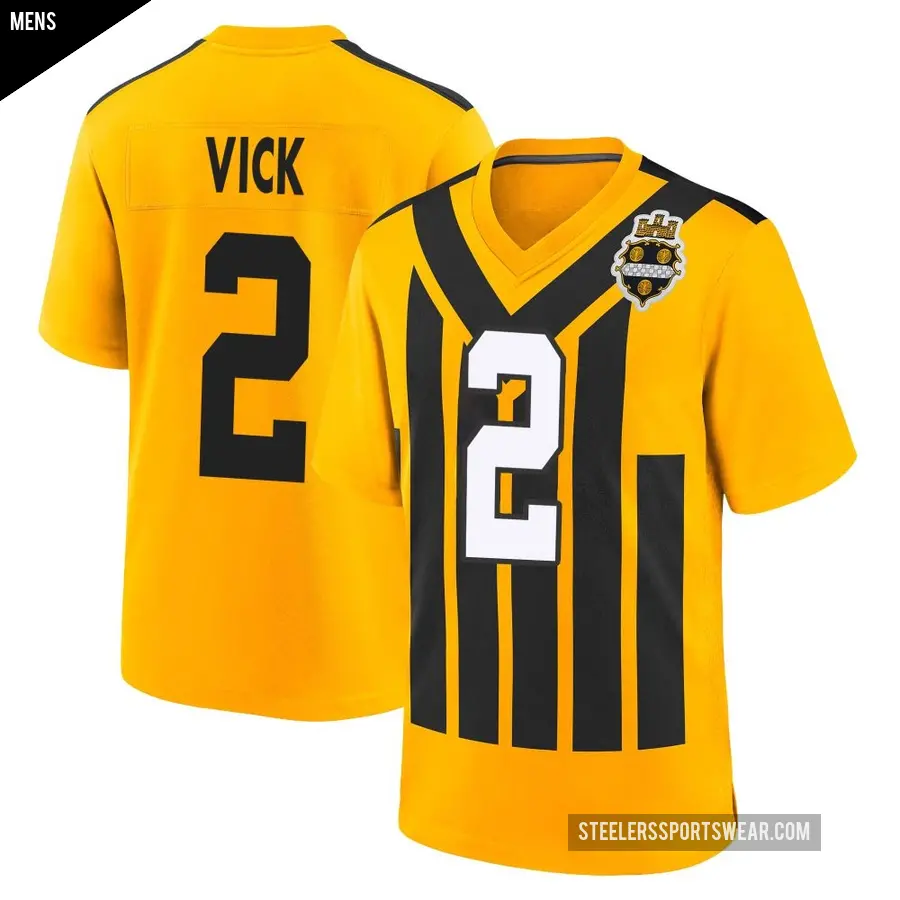Men's Pittsburgh Steelers ＃2 Mike Vick Gold Game Alternate 1933 Throwback Jersey