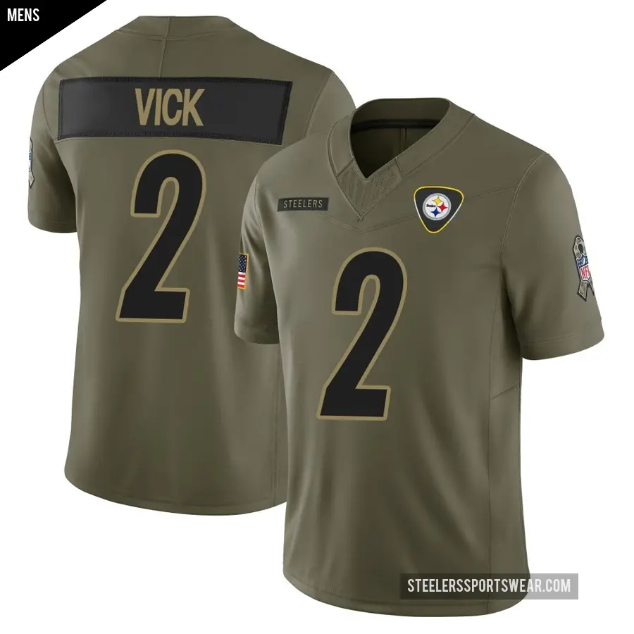 Men's Pittsburgh Steelers ＃2 Mike Vick Olive Limited 2025 Salute to Service Jersey