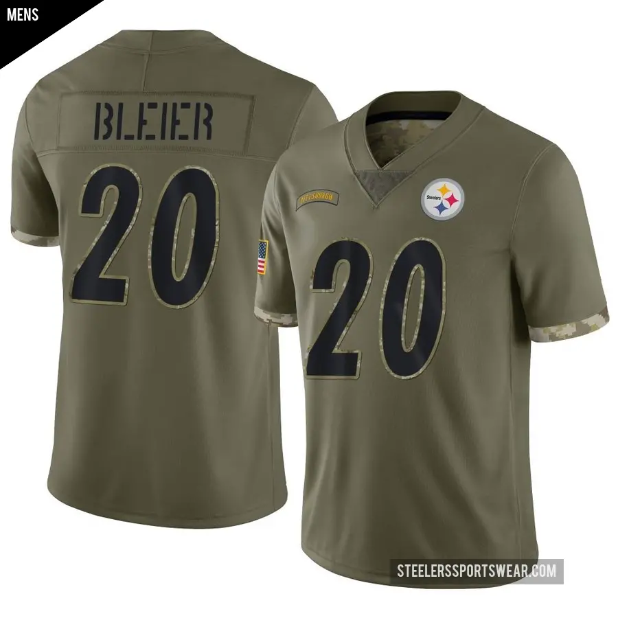 Men's Pittsburgh Steelers ＃20 Rocky Bleier Olive Limited 2022 Salute To Service Jersey
