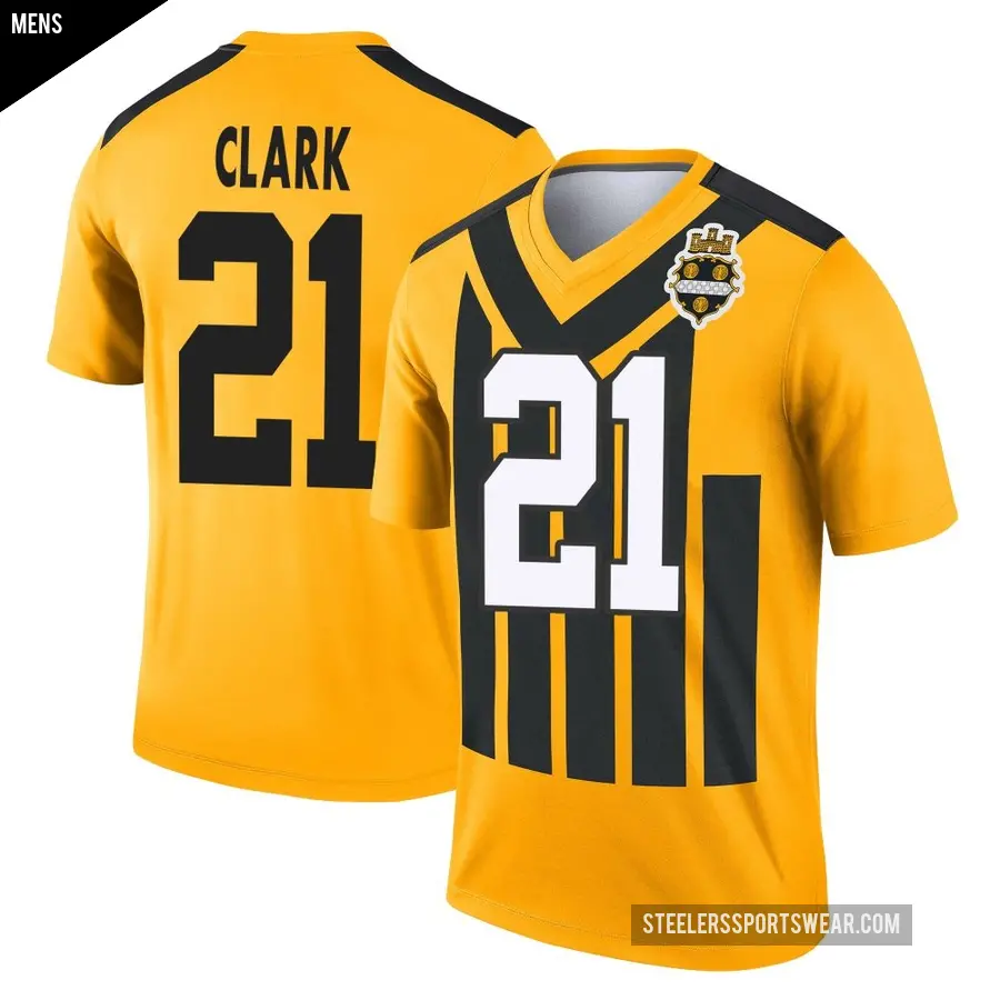 Men's Pittsburgh Steelers ＃21 Chuck Clark Gold Legend Alternate 1933 Throwback Performance Jersey