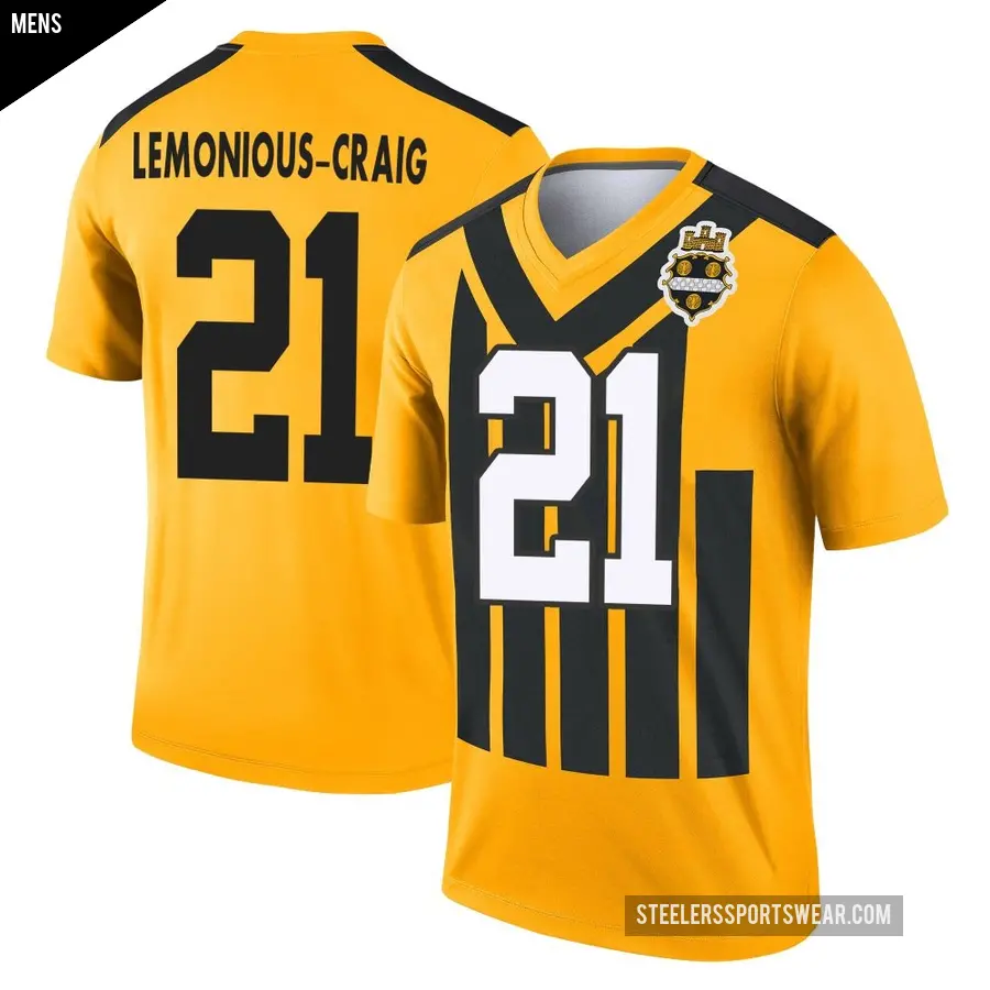 Men's Pittsburgh Steelers ＃21 Montana Lemonious-Craig Gold Legend Alternate 1933 Throwback Performance Jersey