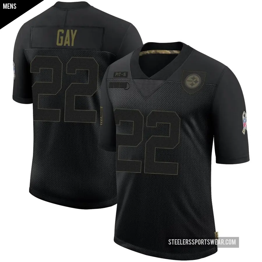 Men's Pittsburgh Steelers ＃22 William Gay Black Limited 2020 Salute To Service Jersey