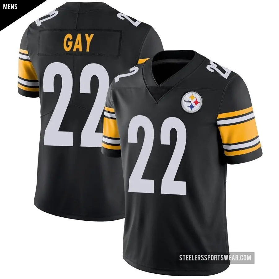Men's Pittsburgh Steelers ＃22 William Gay Black Limited Team Color Vapor Untouchable Jersey