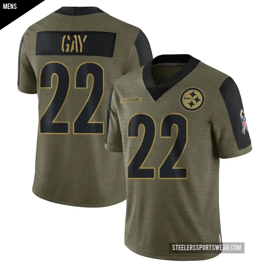 Men's Pittsburgh Steelers ＃22 William Gay Olive Limited 2021 Salute To Service Jersey