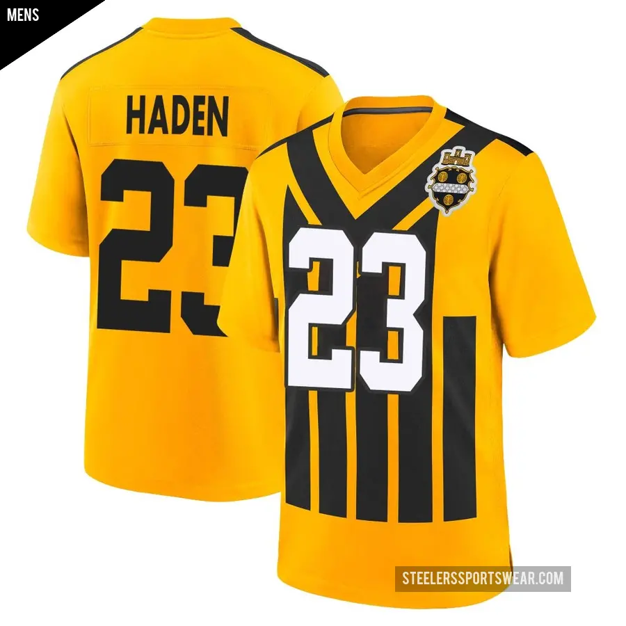 Men's Pittsburgh Steelers ＃23 Joe Haden Gold Game Alternate 1933 Throwback Jersey
