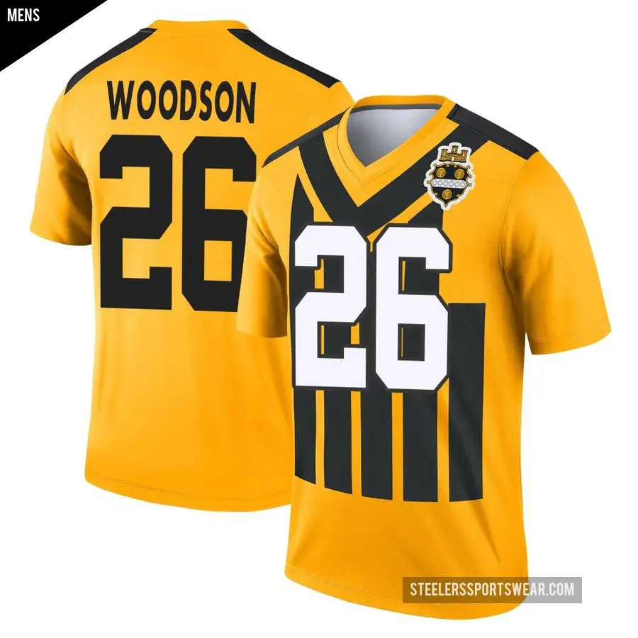 Men's Pittsburgh Steelers ＃26 Rod Woodson Gold Legend Alternate 1933 Throwback Performance Jersey