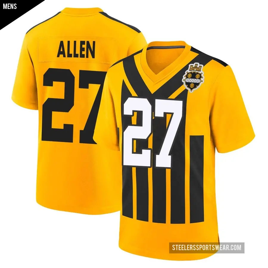Men's Pittsburgh Steelers ＃27 Marcus Allen Gold Game Alternate 1933 Throwback Jersey