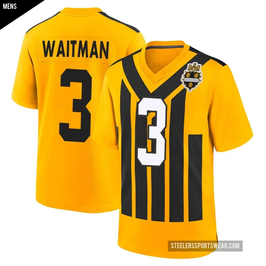 Men's Pittsburgh Steelers ＃3 Corliss Waitman Gold Game Alternate 1933 Throwback Jersey