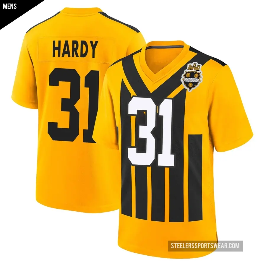 Men's Pittsburgh Steelers ＃31 Daequan Hardy Gold Game Alternate 1933 Throwback Jersey