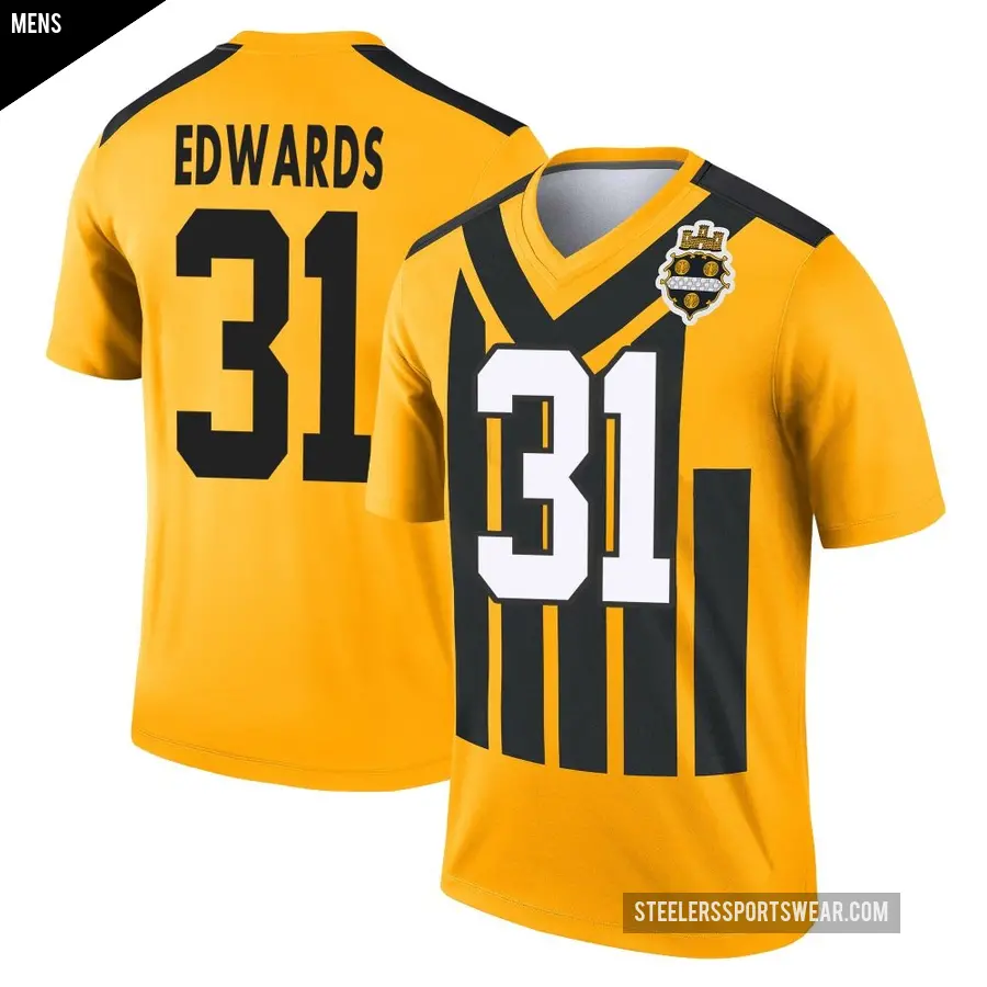 Men's Pittsburgh Steelers ＃31 Daijun Edwards Gold Legend Alternate 1933 Throwback Performance Jersey