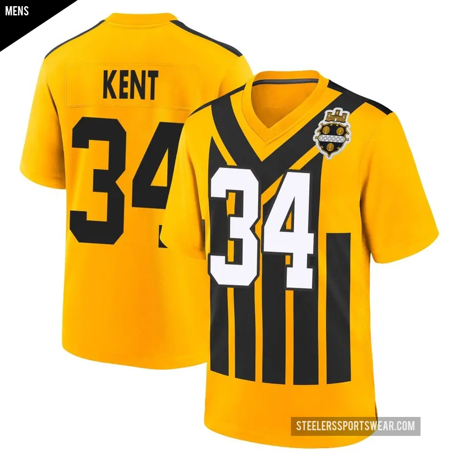 Men's Pittsburgh Steelers ＃34 Donte Kent Gold Game Alternate 1933 Throwback Jersey