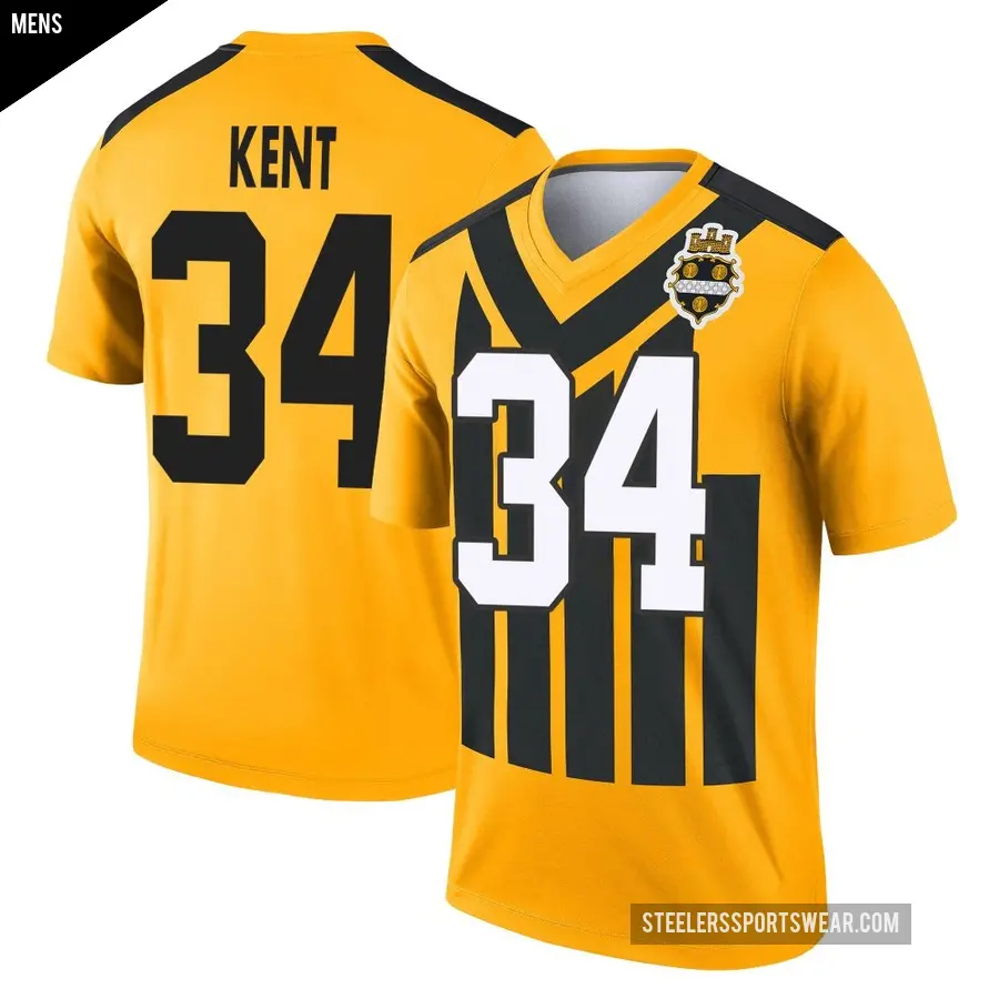 Men's Pittsburgh Steelers ＃34 Donte Kent Gold Legend Alternate 1933 Throwback Performance Jersey