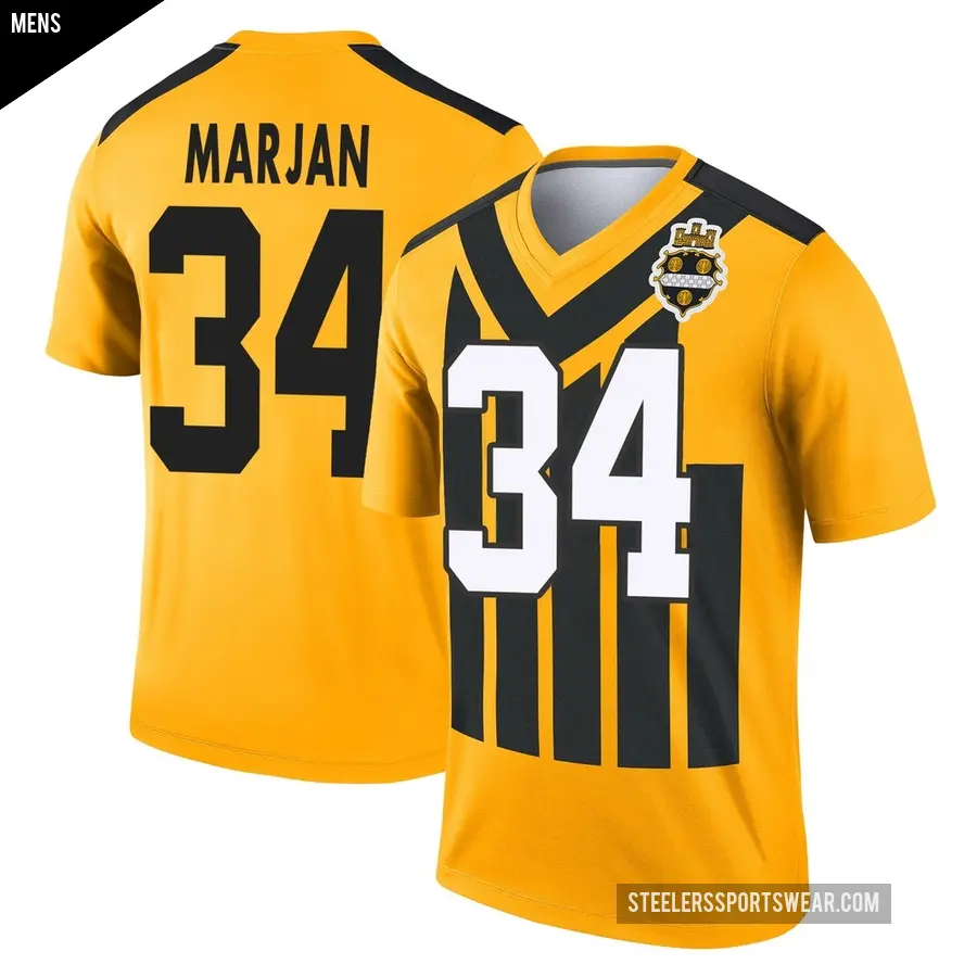 Men's Pittsburgh Steelers ＃34 Laith Marjan Gold Legend Alternate 1933 Throwback Performance Jersey