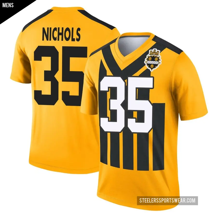 Men's Pittsburgh Steelers ＃35 Lew Nichols Gold Legend Alternate 1933 Throwback Performance Jersey