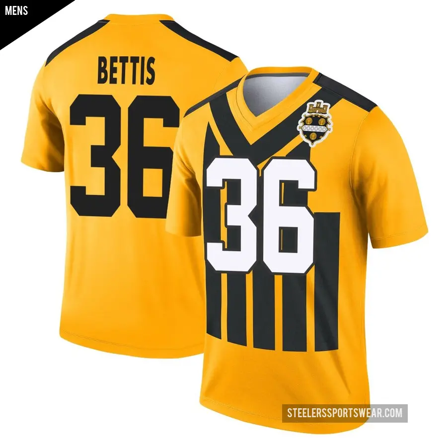 Men's Pittsburgh Steelers ＃36 Jerome Bettis Gold Legend Alternate 1933 Throwback Performance Jersey