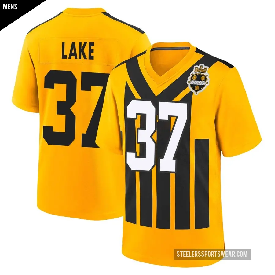 Men's Pittsburgh Steelers ＃37 Carnell Lake Gold Game Alternate 1933 Throwback Jersey