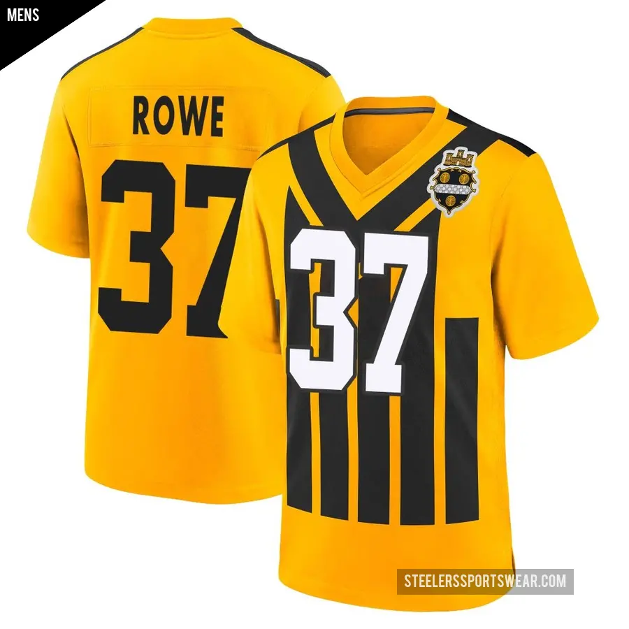 Men's Pittsburgh Steelers ＃37 Eric Rowe Gold Game Alternate 1933 Throwback Jersey