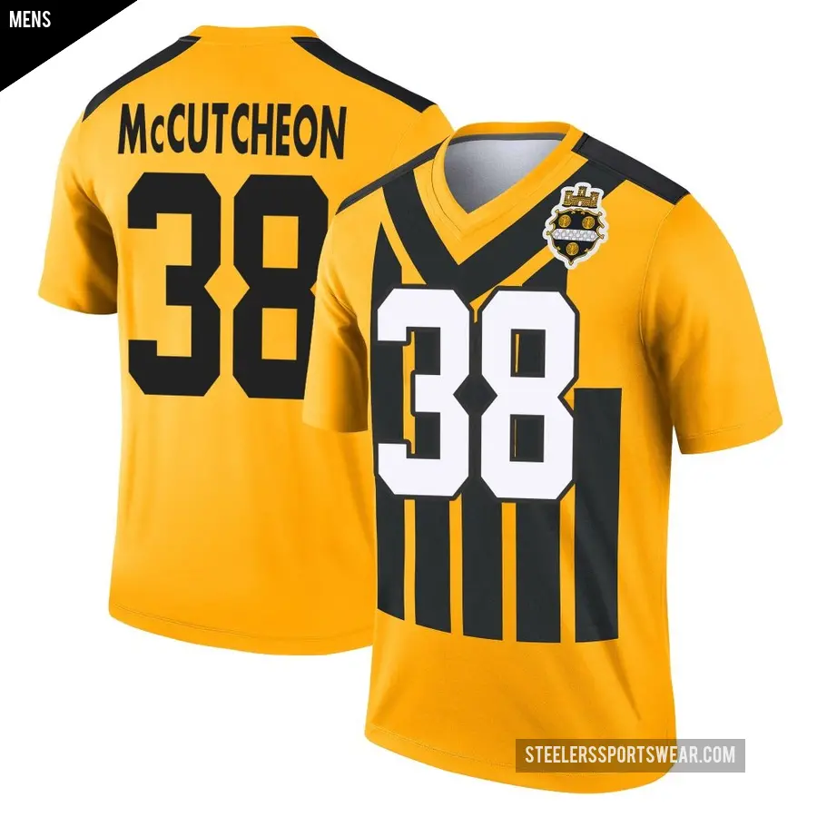 Men's Pittsburgh Steelers ＃38 Cameron McCutcheon Gold Legend Alternate 1933 Throwback Performance Jersey