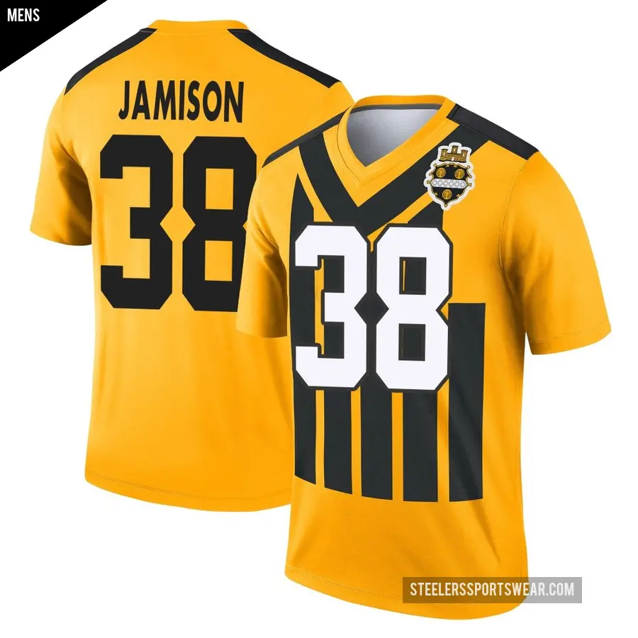 Men's Pittsburgh Steelers ＃38 D'Shawn Jamison Gold Legend Alternate 1933 Throwback Performance Jersey