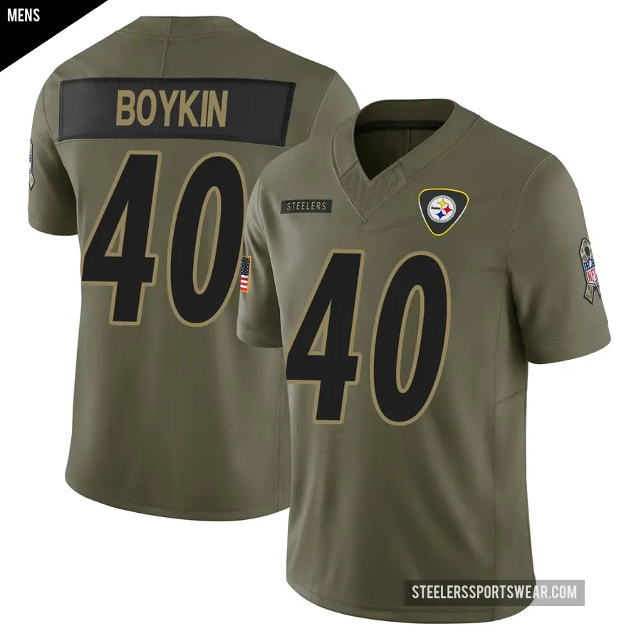 Men's Pittsburgh Steelers ＃40 Devan Boykin Olive Limited 2025 Salute to Service Jersey