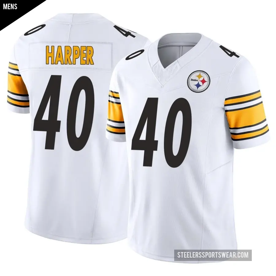 Men's Pittsburgh Steelers ＃40 Devin Harper White Limited Vapor F.U.S.E. Jersey