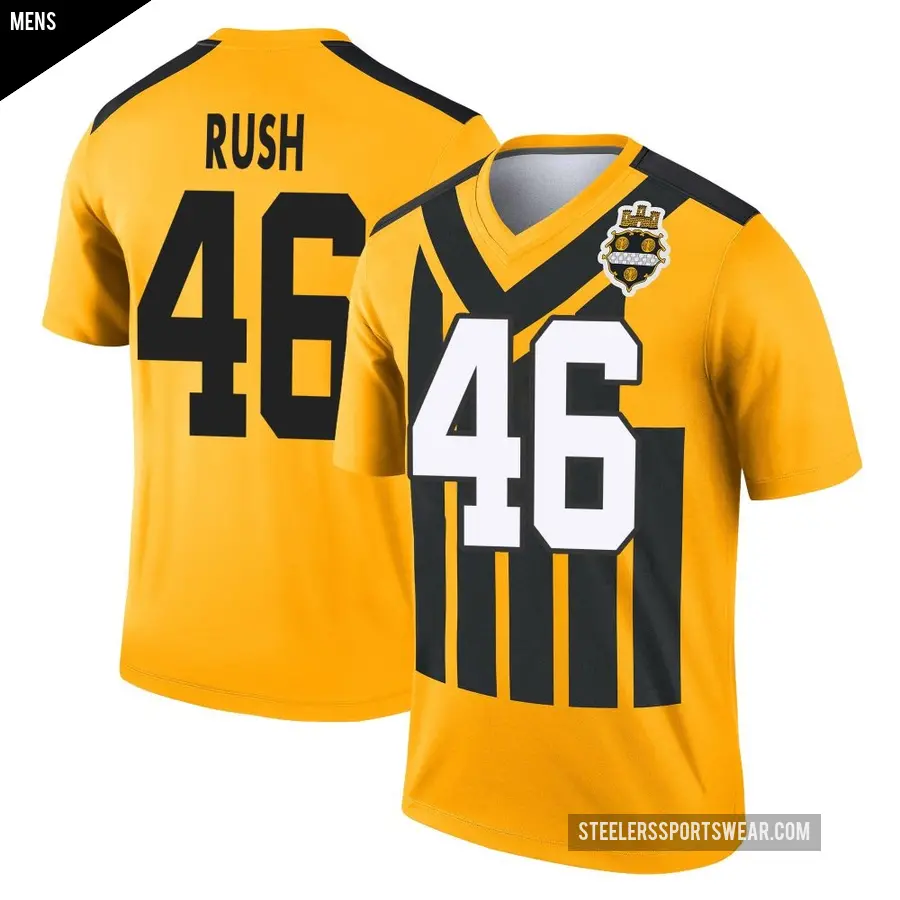 Men's Pittsburgh Steelers ＃46 Thomas Rush Gold Legend Alternate 1933 Throwback Performance Jersey