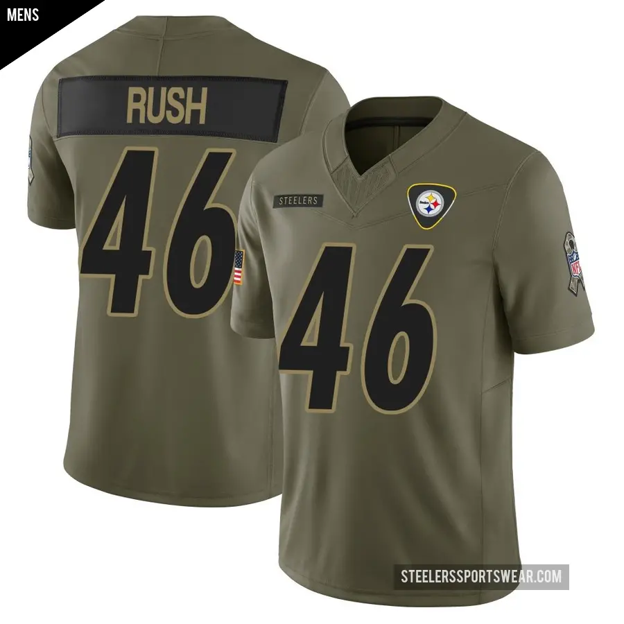 Men's Pittsburgh Steelers ＃46 Thomas Rush Olive Limited 2025 Salute to Service Jersey