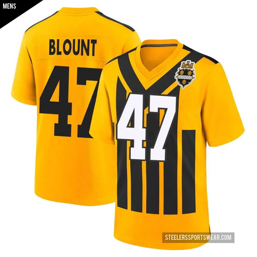 Men's Pittsburgh Steelers ＃47 Mel Blount Gold Game Alternate 1933 Throwback Jersey
