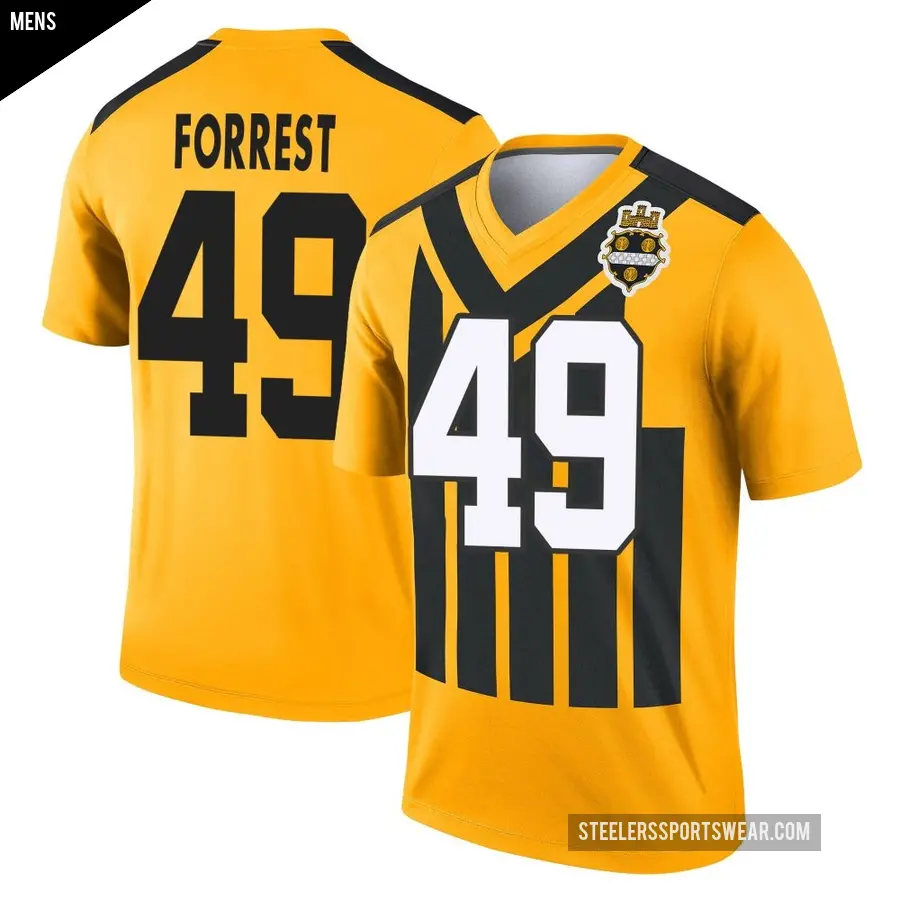 Men's Pittsburgh Steelers ＃49 Darrick Forrest Gold Legend Alternate 1933 Throwback Performance Jersey