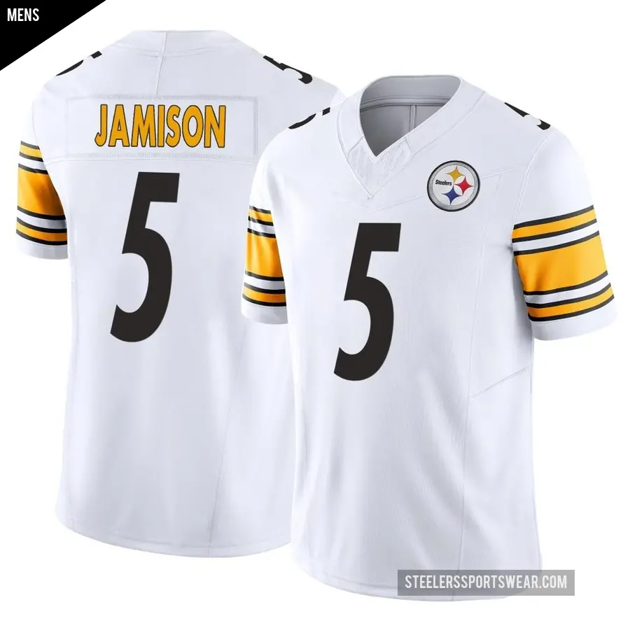 Men's Pittsburgh Steelers ＃5 D'Shawn Jamison White Limited Vapor F.U.S.E. Jersey