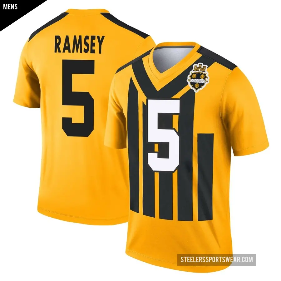 Men's Pittsburgh Steelers ＃5 Jalen Ramsey Gold Legend Alternate 1933 Throwback Performance Jersey