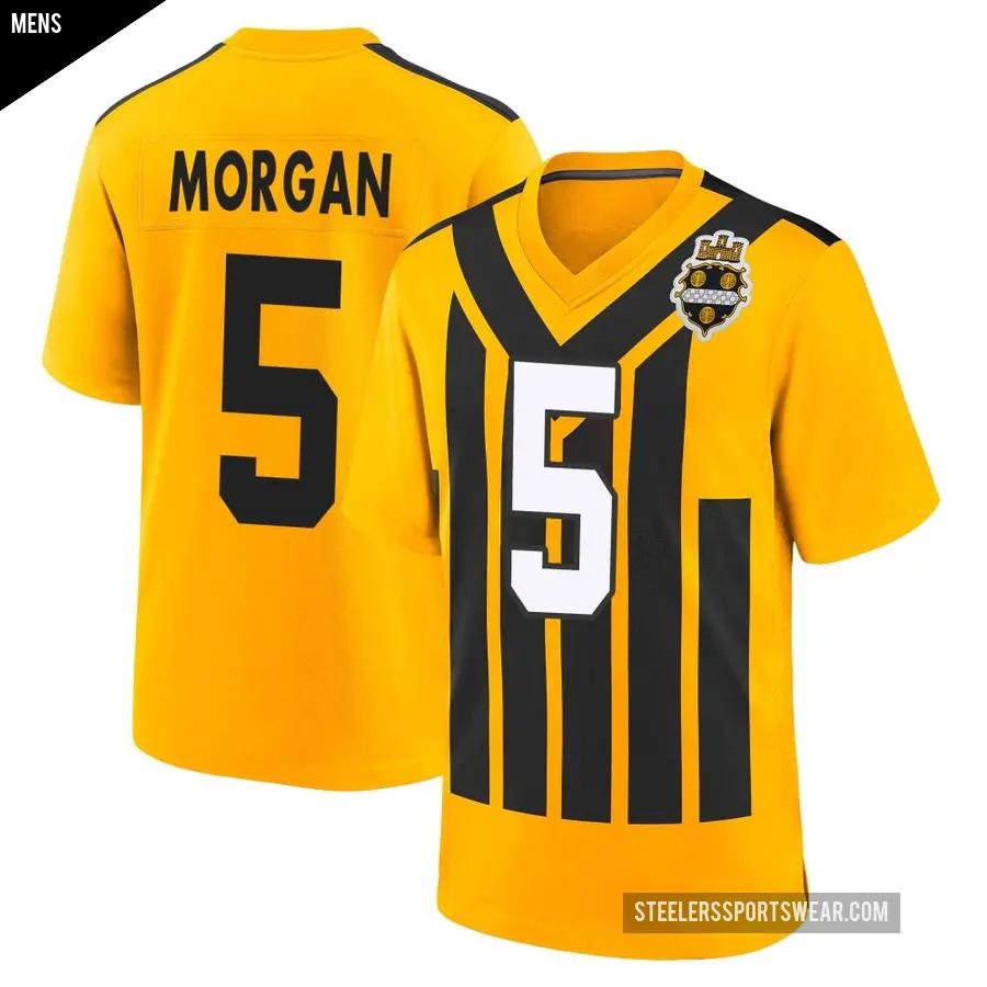 Men's Pittsburgh Steelers ＃5 Tanner Morgan Gold Game Alternate 1933 Throwback Jersey