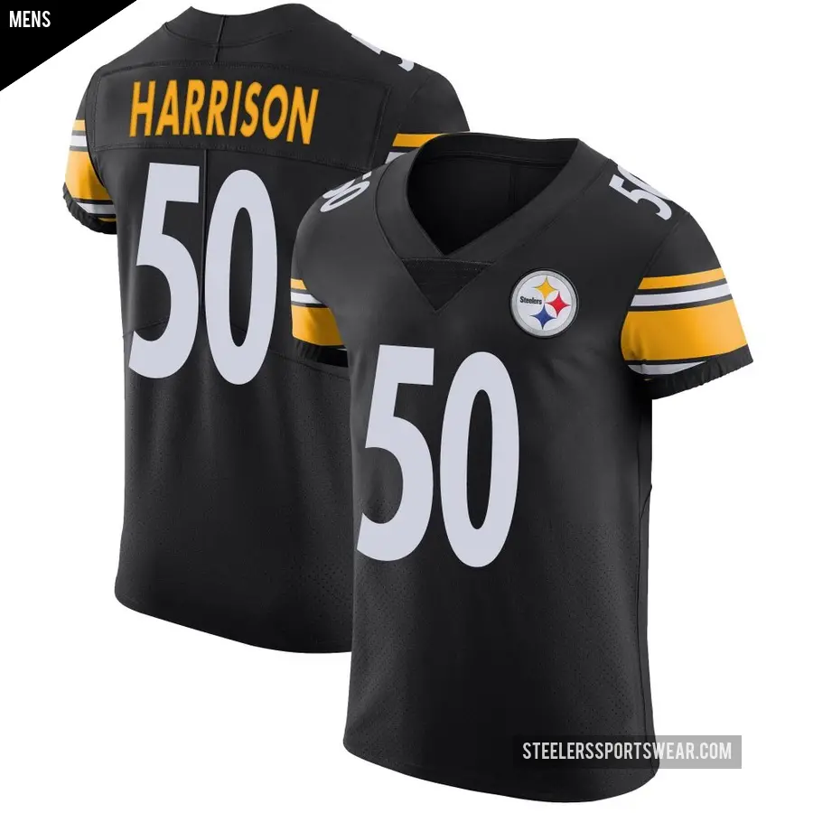 Men's Pittsburgh Steelers ＃50 Malik Harrison Black Elite Team Color Vapor Untouchable Jersey