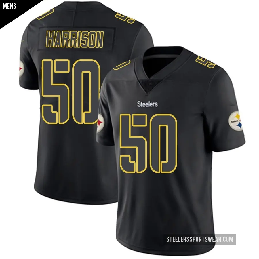 Men's Pittsburgh Steelers ＃50 Malik Harrison Black Impact Limited Jersey
