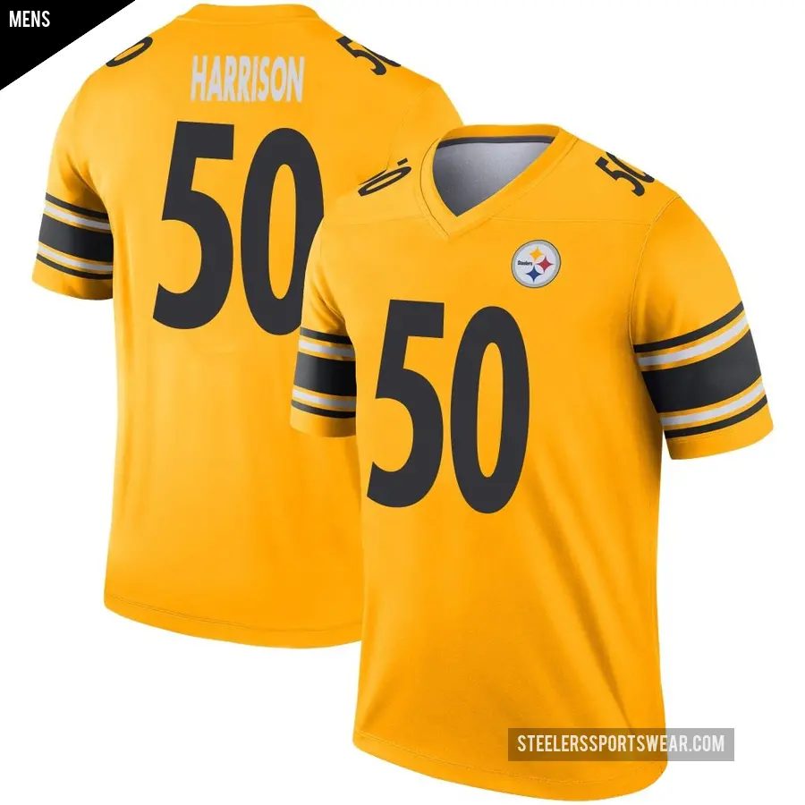 Men's Pittsburgh Steelers ＃50 Malik Harrison Gold Legend Inverted Jersey