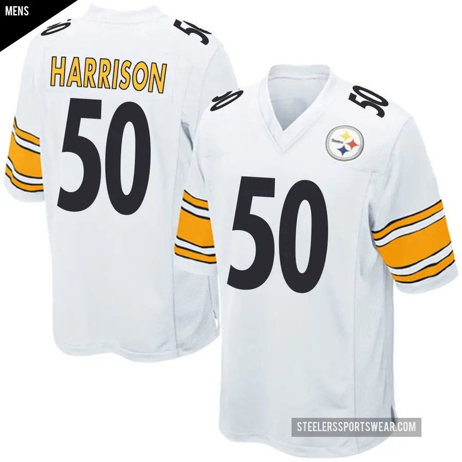 Men's Pittsburgh Steelers ＃50 Malik Harrison White Game Jersey