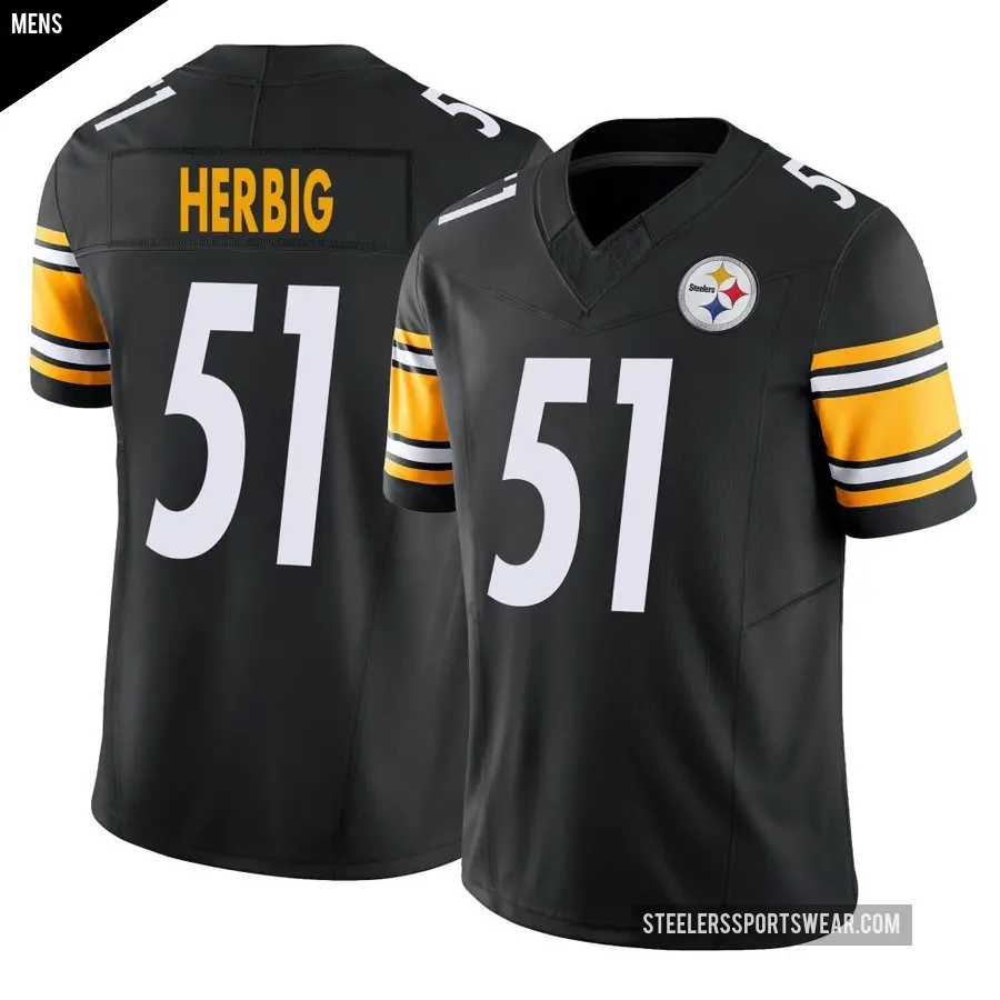 Men's Pittsburgh Steelers ＃51 Nick Herbig Black Limited Vapor F.U.S.E. Jersey