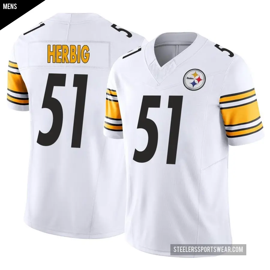 Men's Pittsburgh Steelers ＃51 Nick Herbig White Limited Vapor F.U.S.E. Jersey
