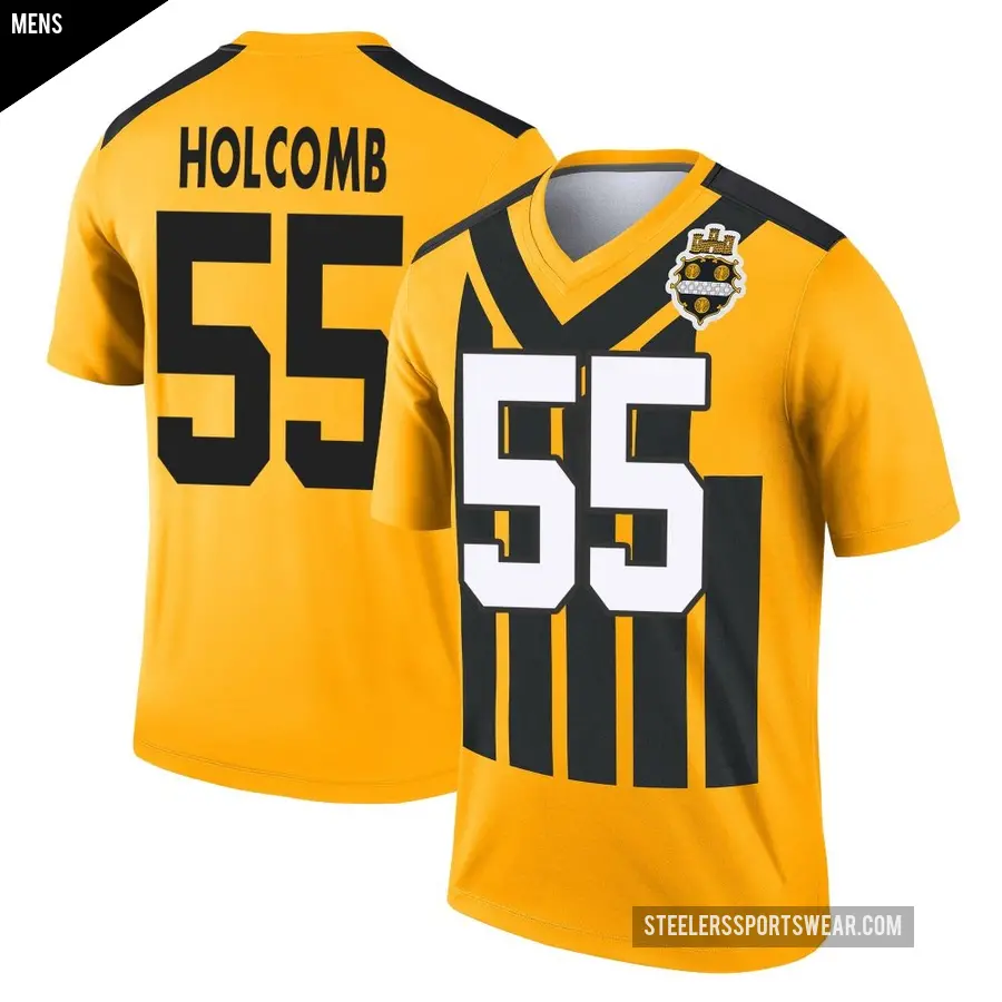 Men's Pittsburgh Steelers ＃55 Cole Holcomb Gold Legend Alternate 1933 Throwback Performance Jersey